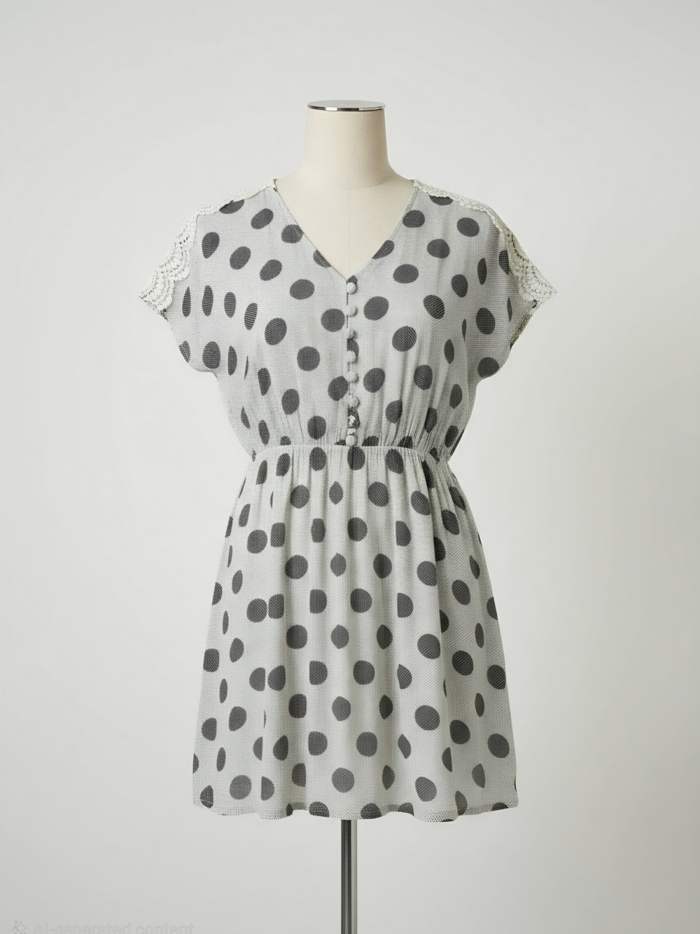 White and Black Polka Dotted Dress